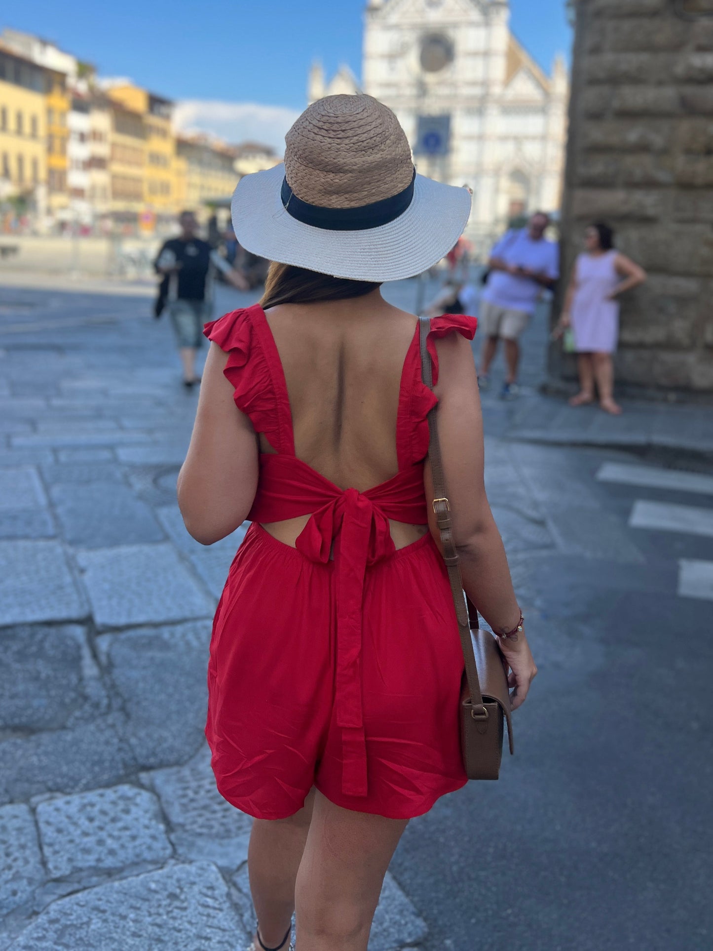 Bold Red Tie-Shoulder Romper – Lightweight Summer Style for Women